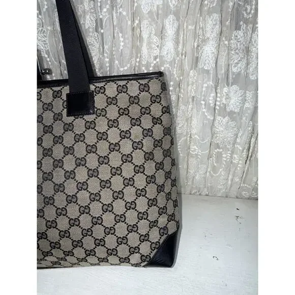GUCCI Tote Bag GG Canvas BEIGE All-over Pattern Shoulder ladies used Italy - Picture 9 of 14